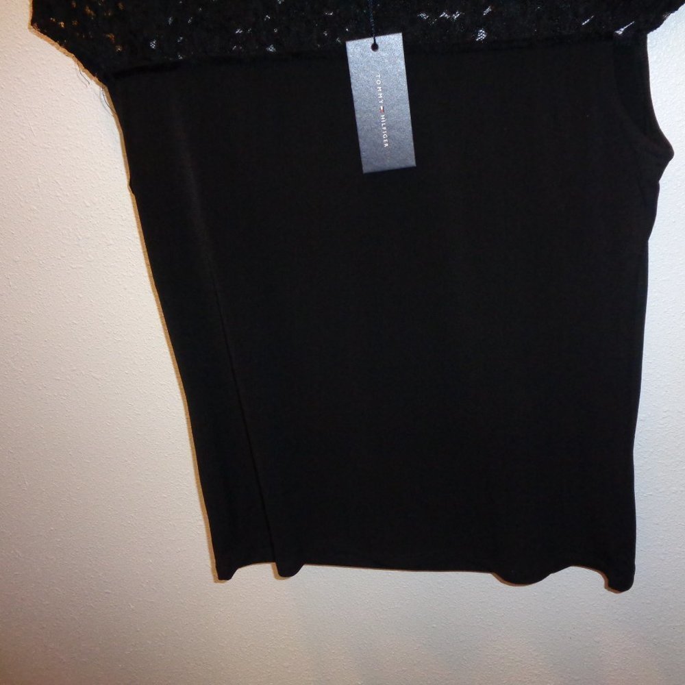 TOMMY Hilfiger Encore Black Lace Top t71h1473 Size Medium NWT - Picture 3 of 11